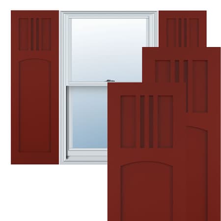 True Fit PVC San Miguel Mission Style Fixed Mount Shutters, Pepper Red, 18W X 27H